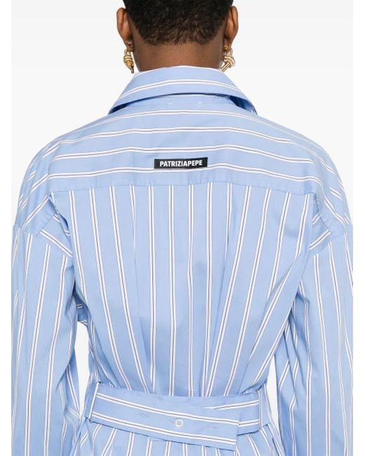 Patrizia Pepe Blue Stripe-Print Shirt Dress