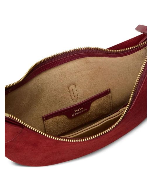 Polo Ralph Lauren Red Polo Id Suede Mini Shoulder Bag