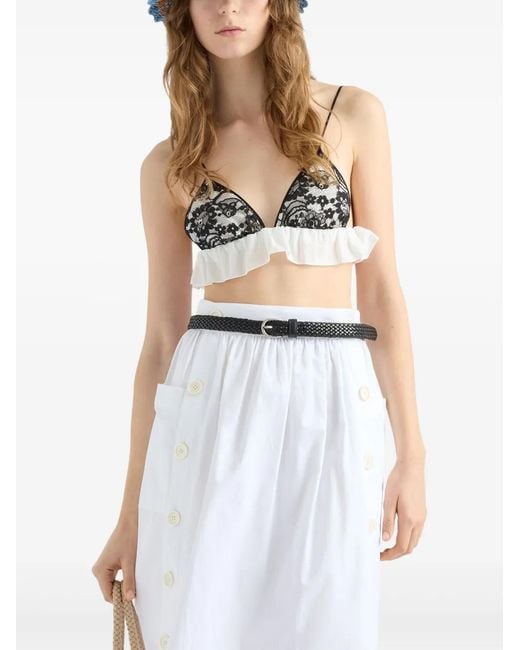 Prada Natural Lace-Panelling Top
