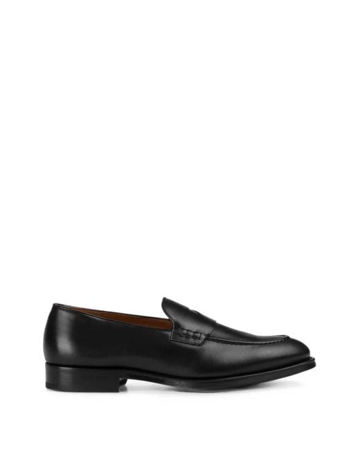 Doucal's Black Almond-Toe Penny Loafers for men
