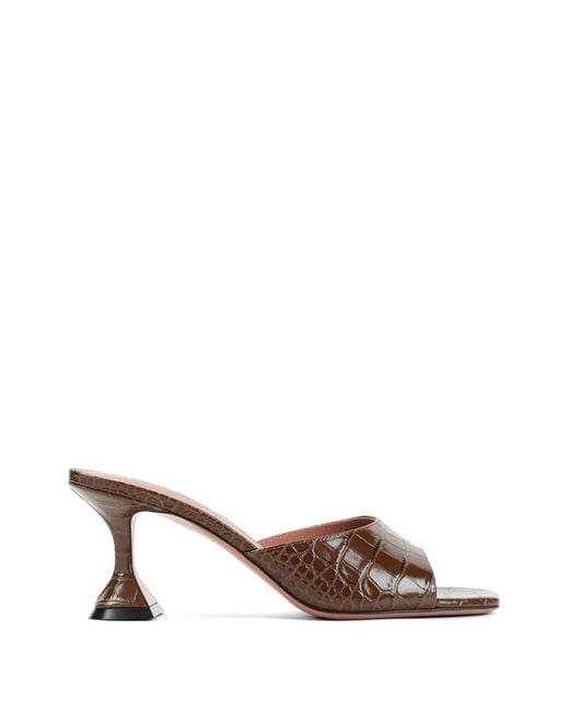 AMINA MUADDI Brown Square Toe Mules