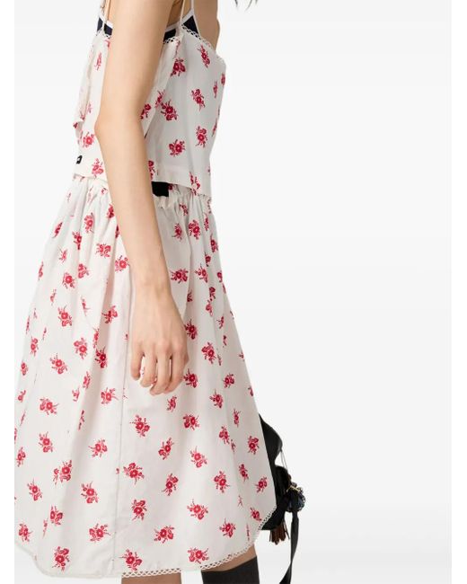 Robe En Popeline De Coton Miu Miu en coloris White