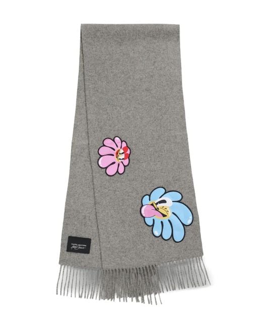 Marc Jacobs Gray The Daisy Fringed Scarf