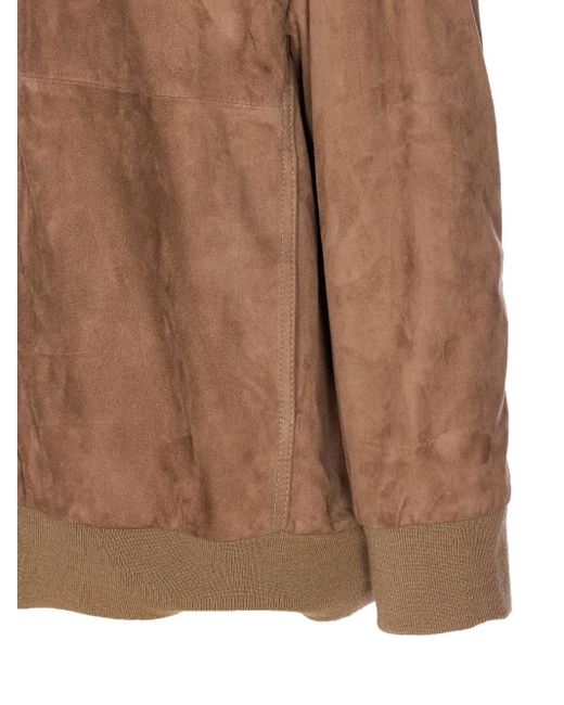 Chaqueta De Ante Con Capucha Y Cremallera Max Mara de color Brown