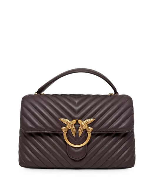 Pinko Black Love Lady Puff Chevron-Quilted Shoulder Bag