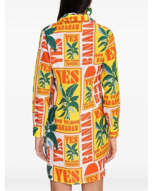 Amir Slama White Banana Text-Print Mini Dress