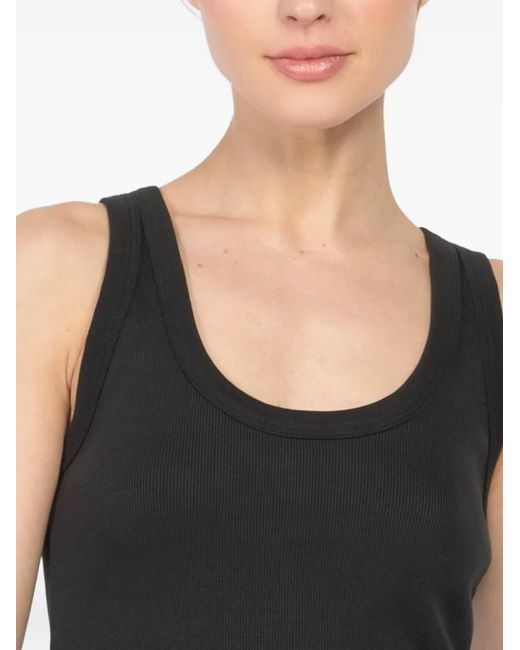 Veronica Beard Black Birke Ribbed Scoop-Neck Top