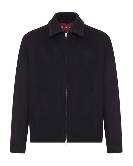 Gucci Blue Wool Jacket With Zip for men