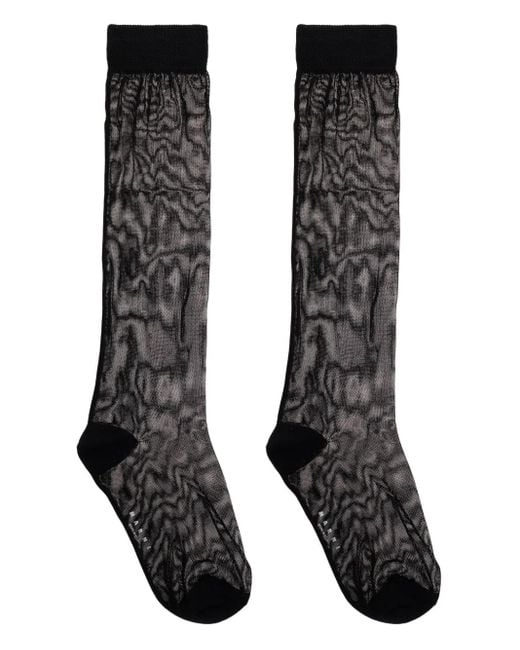 Marni Black Semi-Transparente Socken