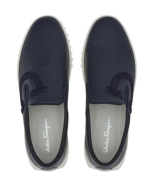 Ferragamo Blue Leather Sneaker for men