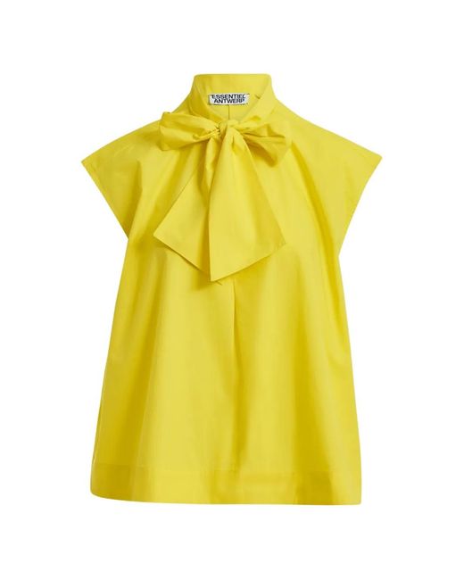 Essentiel Antwerp Yellow Bow-Detail Sleeveless Blouse