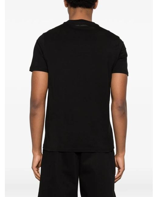 Karl Lagerfeld Black Logo-Motif T-Shirt for men
