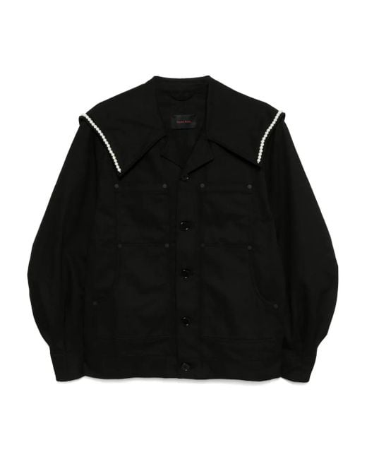 Simone Rocha Workwear-Jacke Mit Perlenverziertem Matrosenkragen in Black für Herren