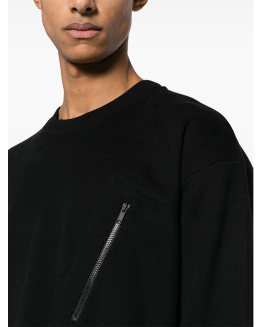 Zegna Black Zip-pocket Jersey Sweatshirt for men