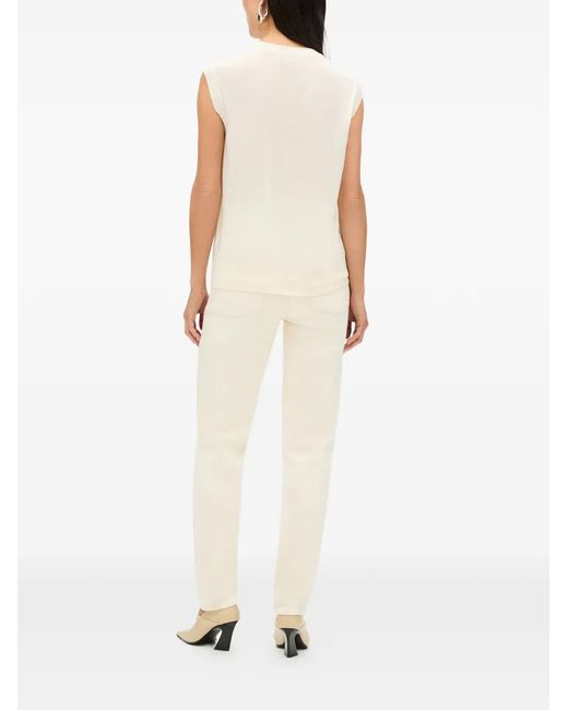 Another Tomorrow White Featherweight Shell Sleeveless Sweater