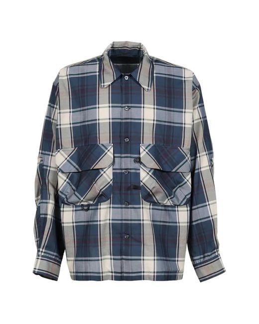 Daiwa Pier39 Blue Check-Pattern Flap-Pocket Shirt for men