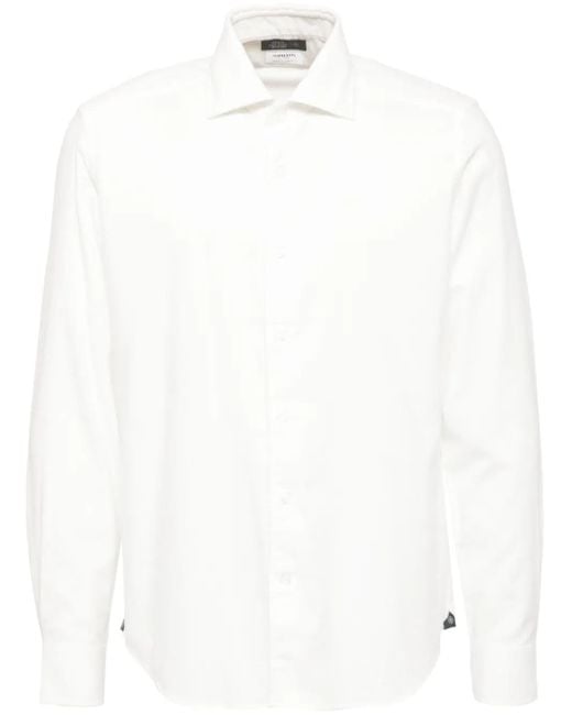 MAN ON THE BOON. Flanellen Overhemd Met Lange Mouwen in het White voor heren