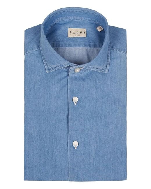 Xacus Blue Chemise À Boutonnière Sur Le Devant for men