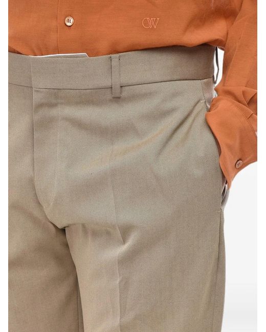 Off-White c/o Virgil Abloh Natural Embroidered-Logo Wool Trousers for men
