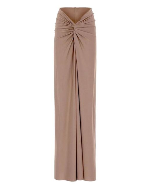 The New Arrivals Ilkyaz Ozel Natural Twisted-Detail Maxi Skirt