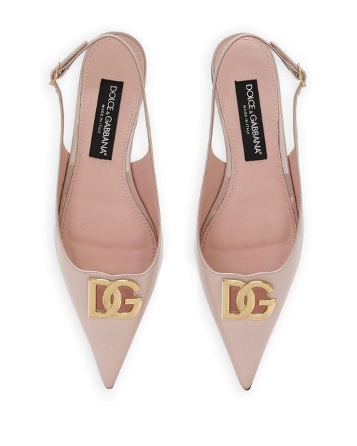 Slingback Ballet Flats avec logo DG Dolce & Gabbana en coloris Pink
