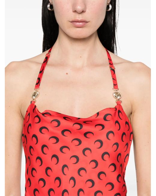 Vestido largo con luna estampada MARINE SERRE de color Red