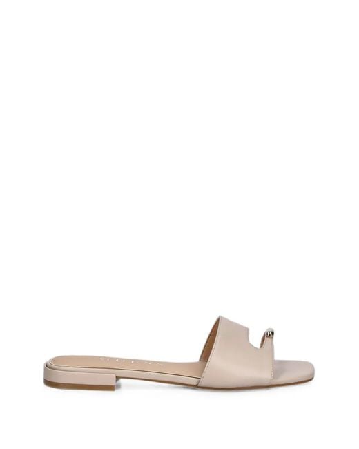 Guess Natural Tablita Logo-Plaque Toe-Strap Sandals