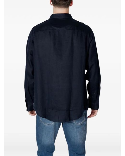 ARMANI EXCHANGE Blue Chemise À Boutonnière Sur Le Devant for men