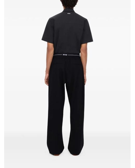 MSGM Black Pantalon À Taille À Lien De Resserrage Et Logo for men