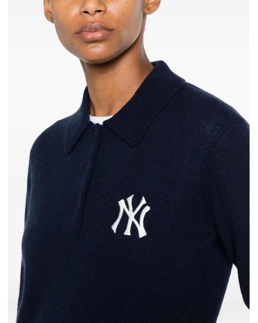 Sporty & Rich Blue Heritage Yankees Embroidered Sweater