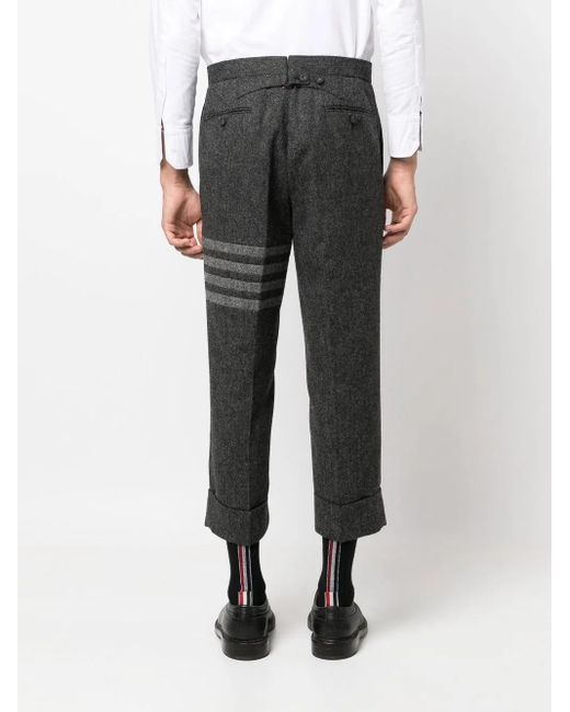 Thom Browne Gray Bar Wool Trousers for men