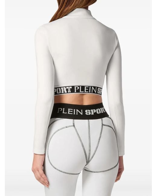 Philipp Plein White Logo-Underband Crop Top