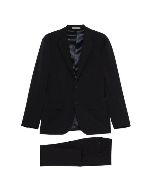 Corneliani Black Button Virgin Wool Blazer for men
