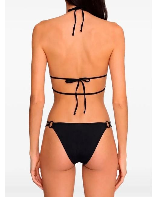 Amir Slama White Ring-Detail Halterneck Swimsuit