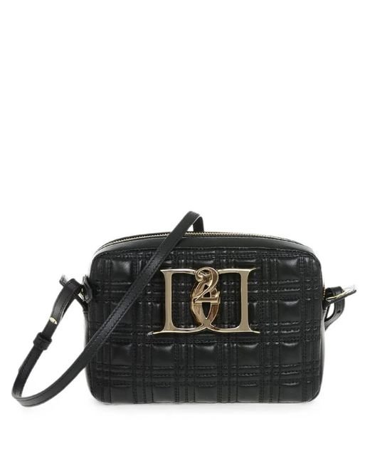 DSquared² Black Quilted Logo-Buckle Crossbody Bag