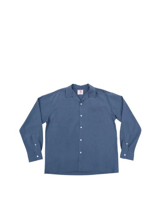 Son Of The Cheese Blue Open Collar Long-Sleeve Shirt for men