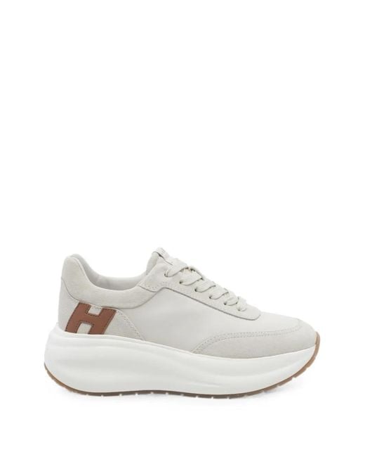 Hogan White Logo-Patch Platform Sneakers