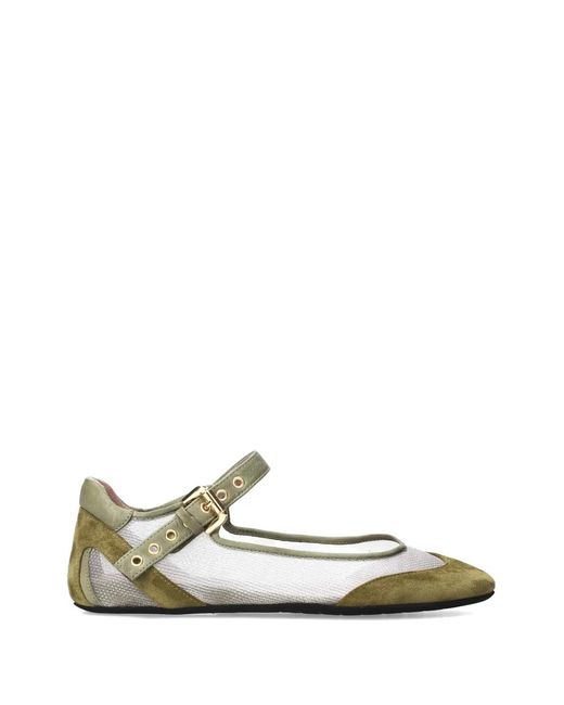 Premiata White Buckle Ballet Flats