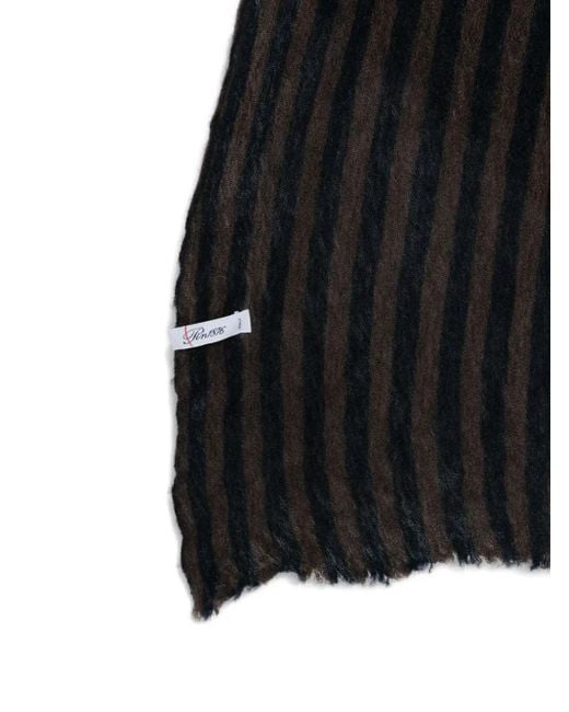 Botto Giuseppe Black Striped-Pattern Cashmere Scarf