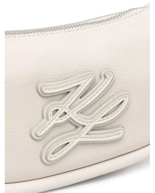 Karl Lagerfeld White Logo-Patch Shoulder Bag