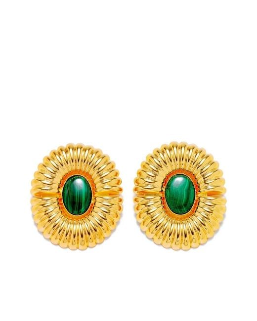 D'Estree Yellow Embossed Stud Earrings