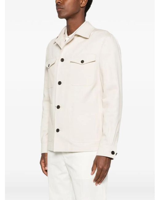 Corneliani White Buttoned Shirt Jacket for men