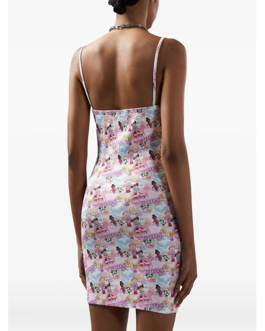 Gcds Pink Polly Pocket Printed Mini Dress
