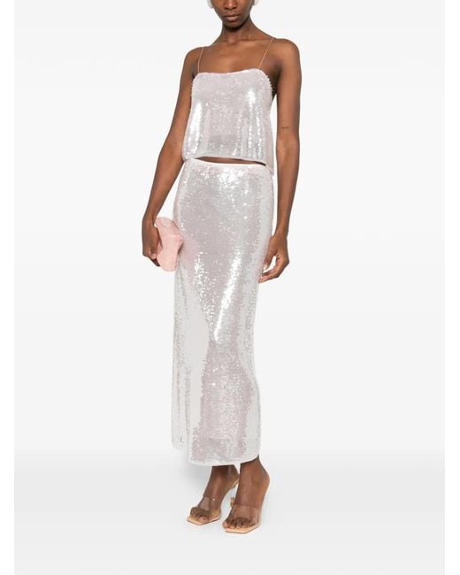 Forte_forte White Sequin Strap Top