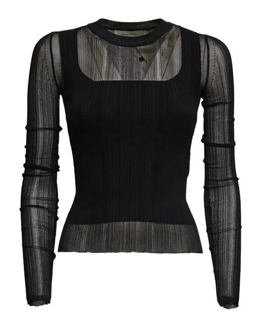 Sportmax Black Long-Sleeve Ribbed Knitwear