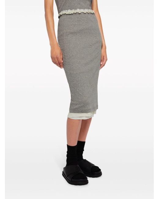 Jil Sander Gray Layered Jersey Midi Skirt