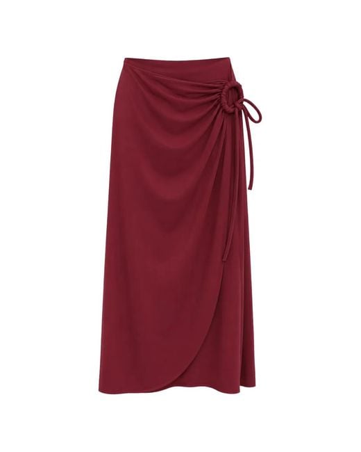 Max Mara Red Wrap-Style Midi Skirt