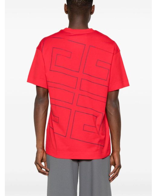 T-shirt con motivo 4G di Givenchy in Red da Uomo