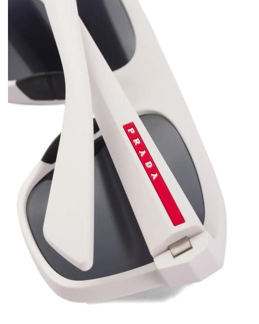 Prada Gray Linea Rossa Rectangle-frame Sunglasses for men