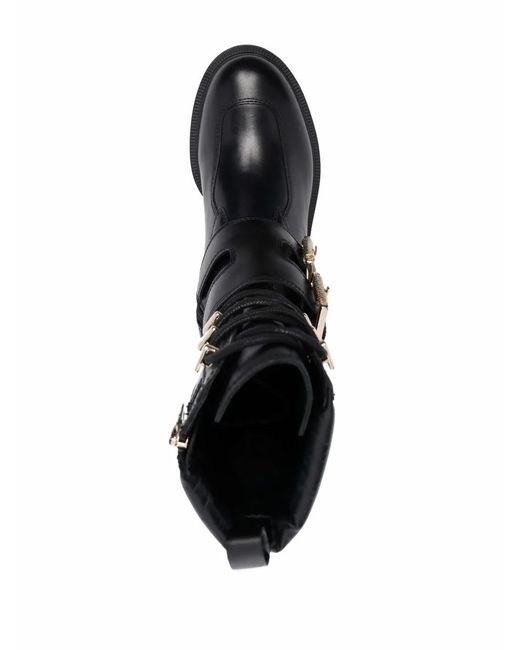 Love Moschino Black Buckle-Fastening Combat Boots